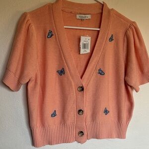 Hooked Up by IOT Coral Butterfly Cardigan